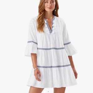 Tommy Bahama // Embroidered Tassel V-Neck Cotton Tunic Dress // Size XS
